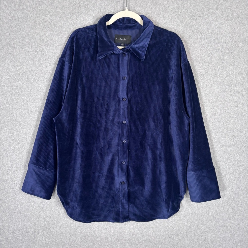 Ribbed Velvet‎ Corduroy Shacket XL Blue Shirt Jacket Corduroy Tunic Cozy Soft